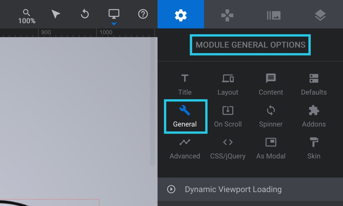 General sub-section under Module General Options - Slider Revolution