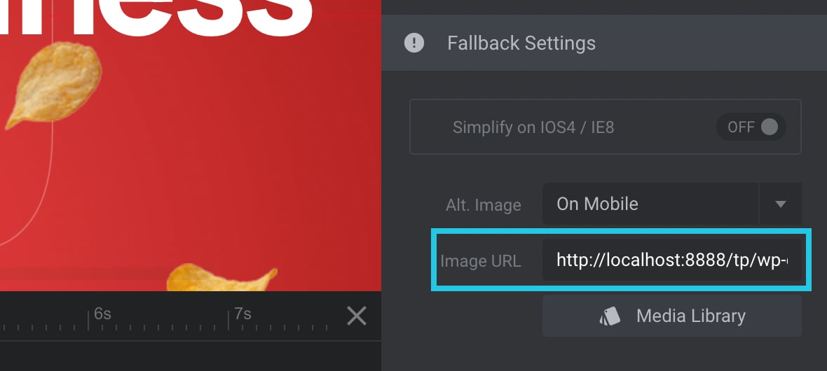 Image URL field with a URL for the image added from Media Library