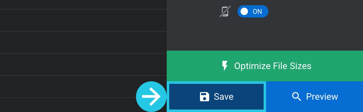 Save button for the Hide On Mobile icon toggle button