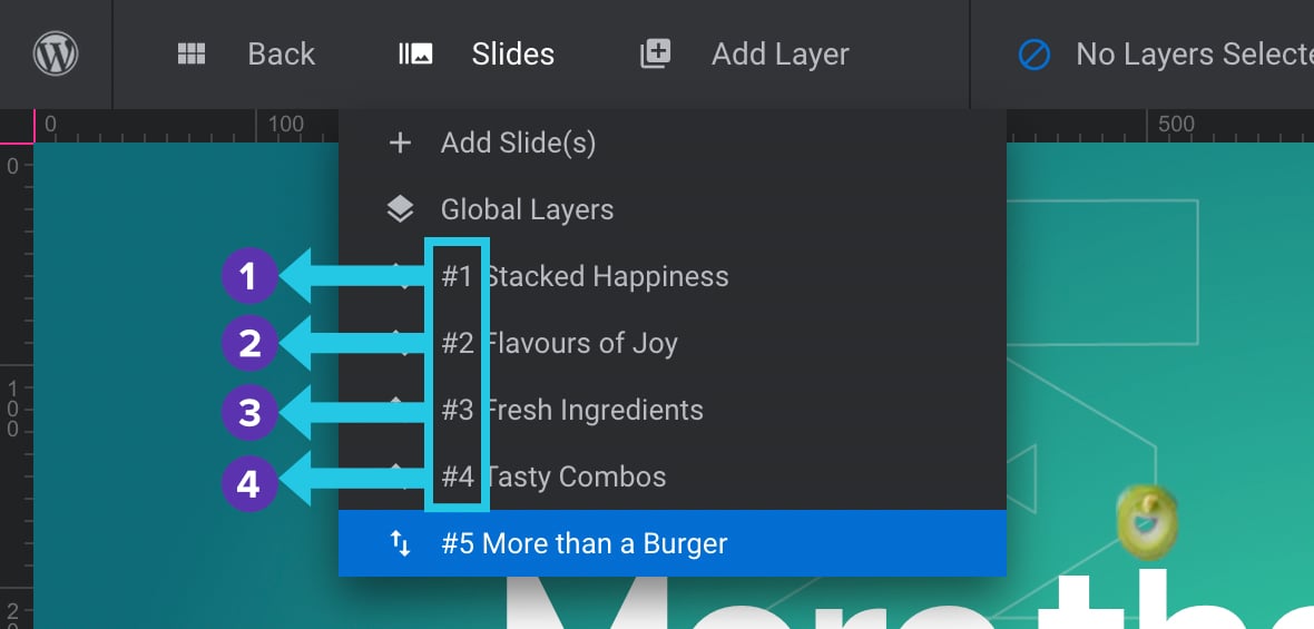 Slides Ids in the Slides drop down menu