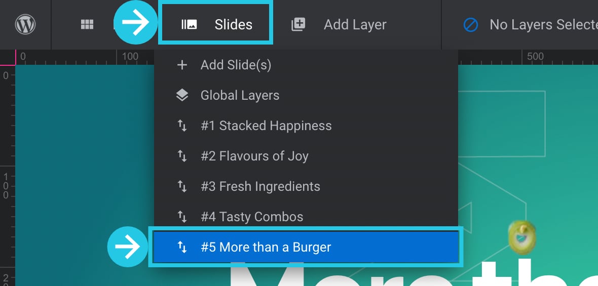 Slides drop down menu