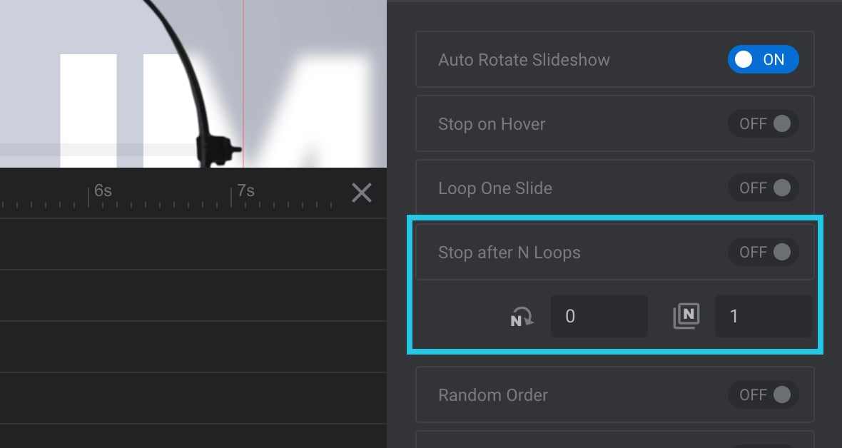 Stop after N loops toggle option to auto progress