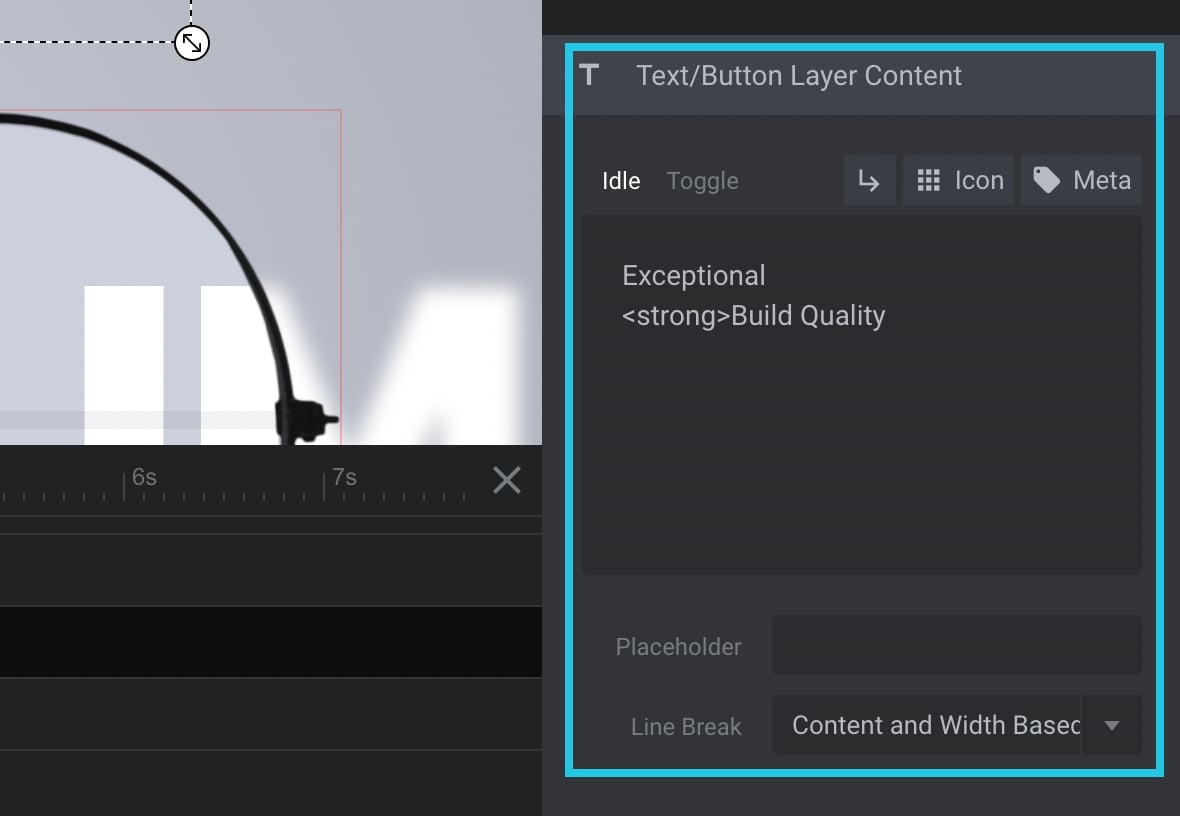 Text/Button Layer Content area