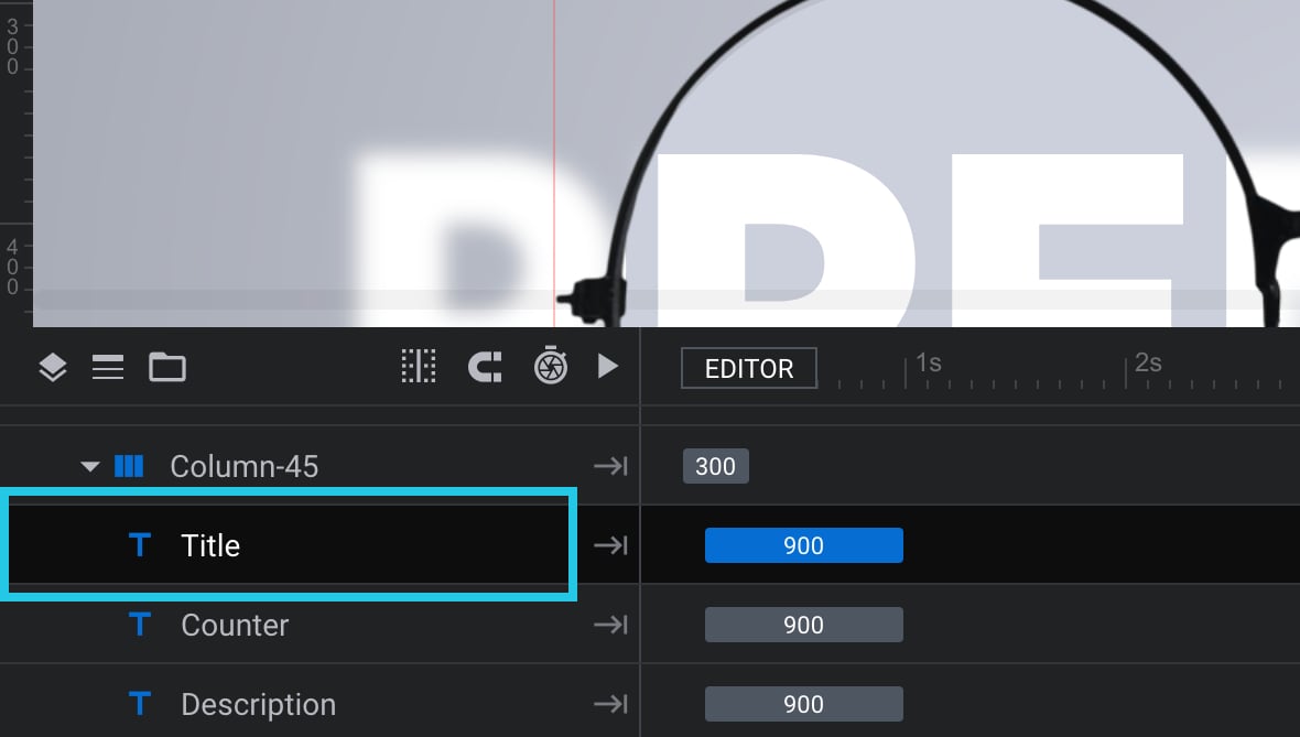 Text layer in the module editor timeline to troubleshoot the auto progress