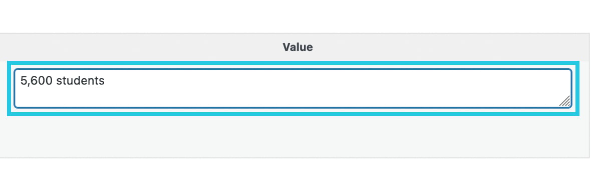 Type "5,600 students" in the Value field.