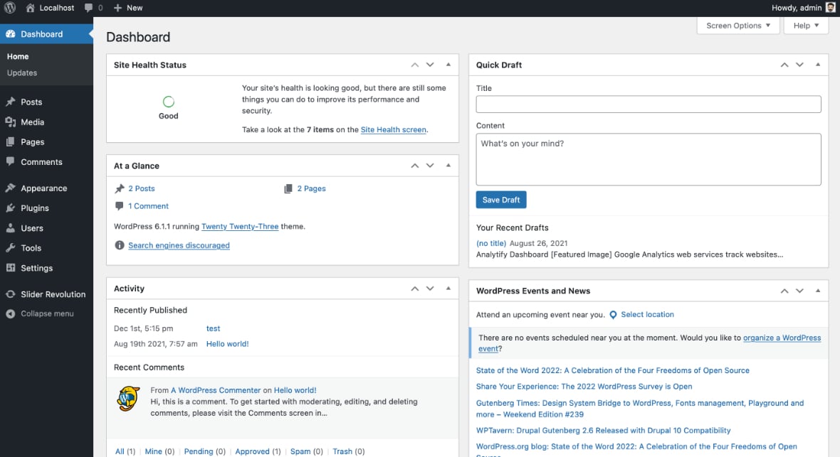 WordPress Dashboard