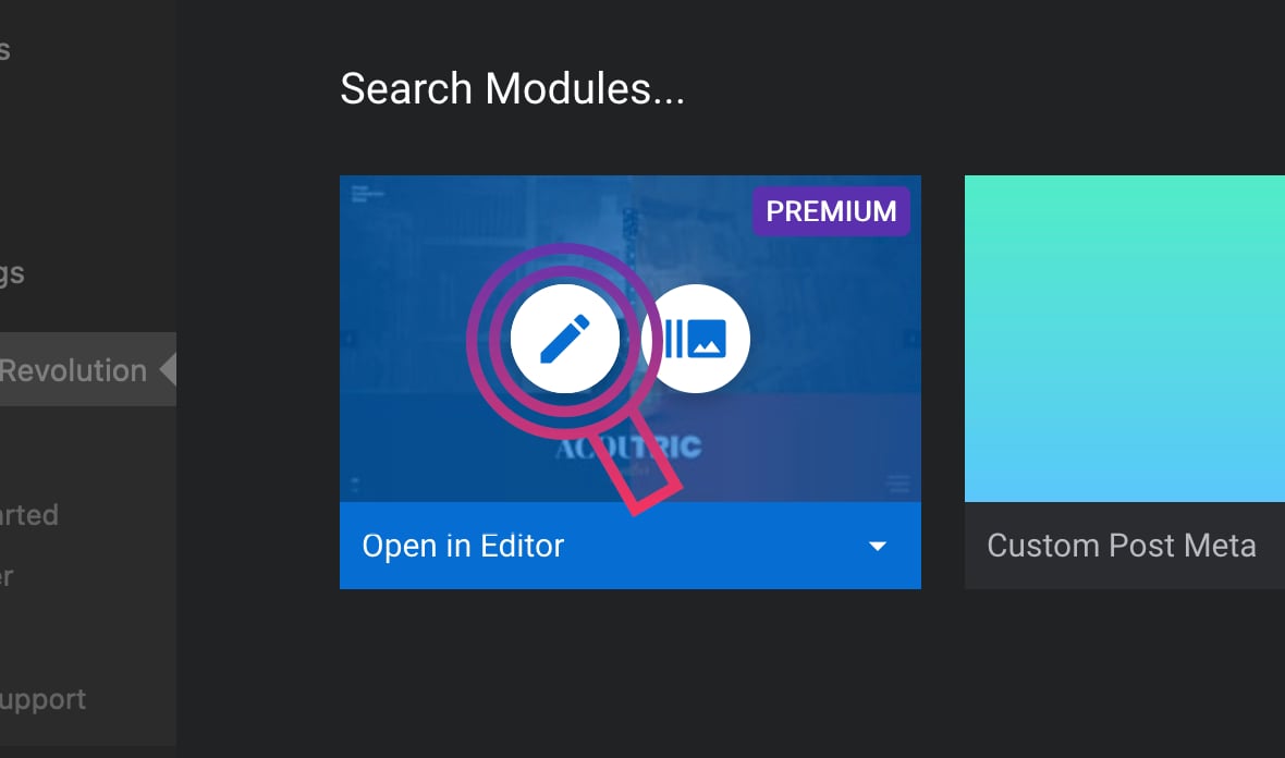 Hover over a module and click on the pencil icon to edit