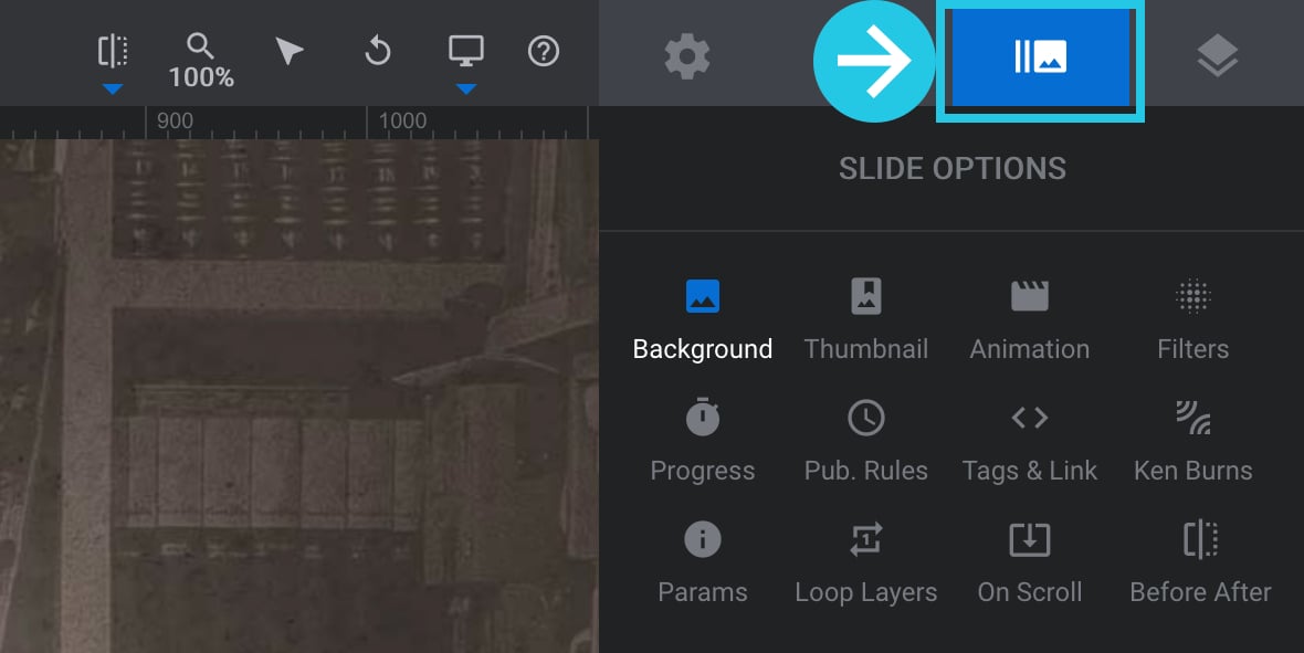 Go to the Slide Options tab from the right sidebar