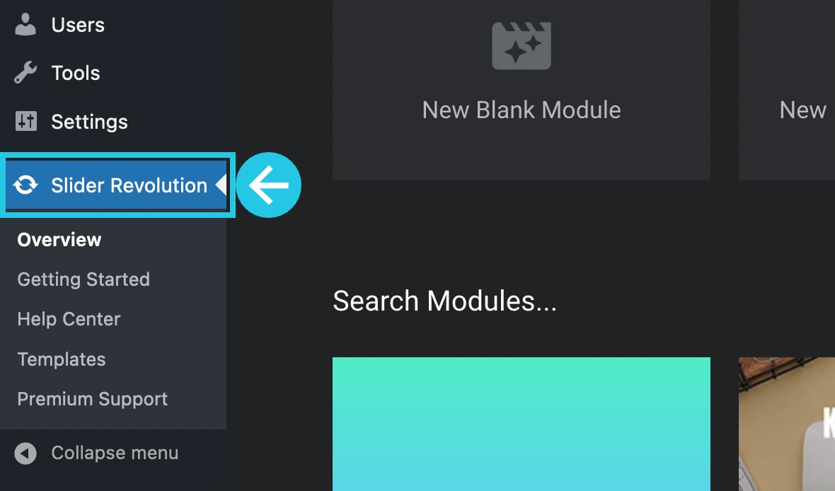 Slider Revolution tab