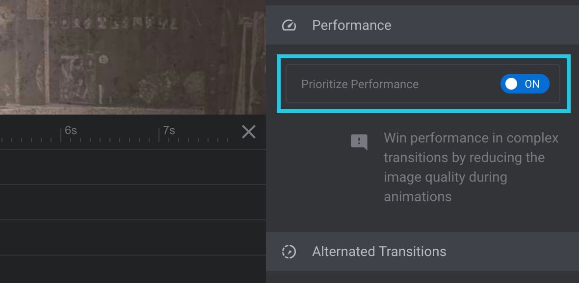 Toggle the Prioritize Performance option to ON.