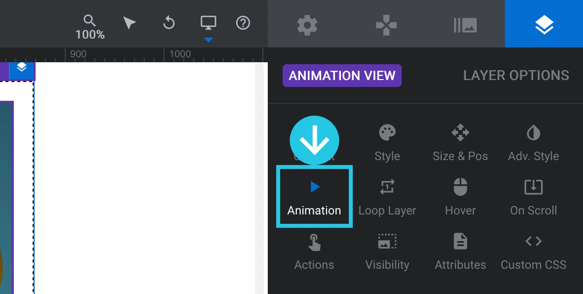 Go to the Animation sub-section from the right sidebar