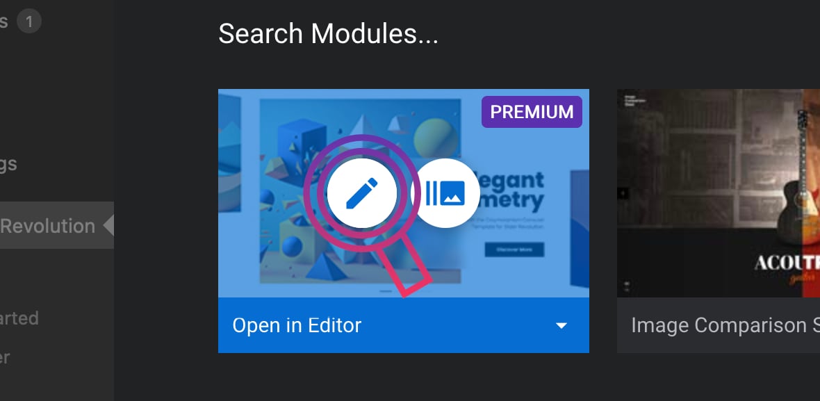 Click the pencil icon to edit the module