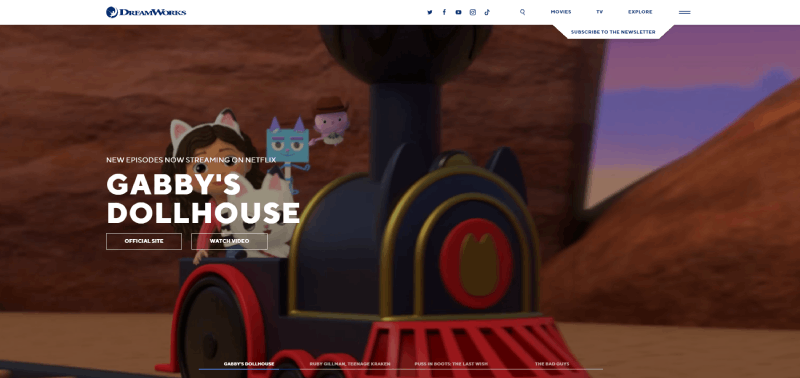 Image slider with video integration from DreamWorks
