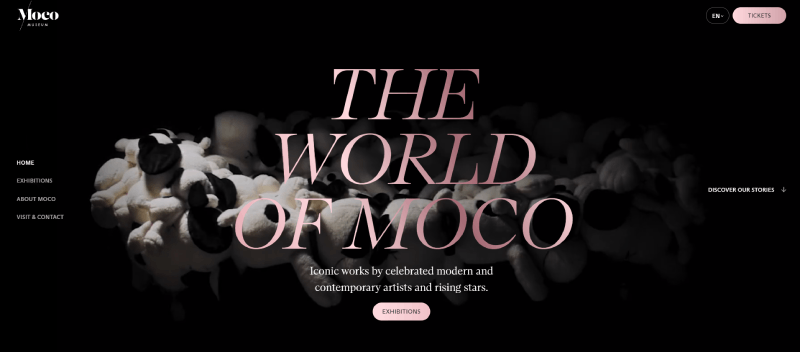 Parallax effect in image sliders exemplified on the Moco website