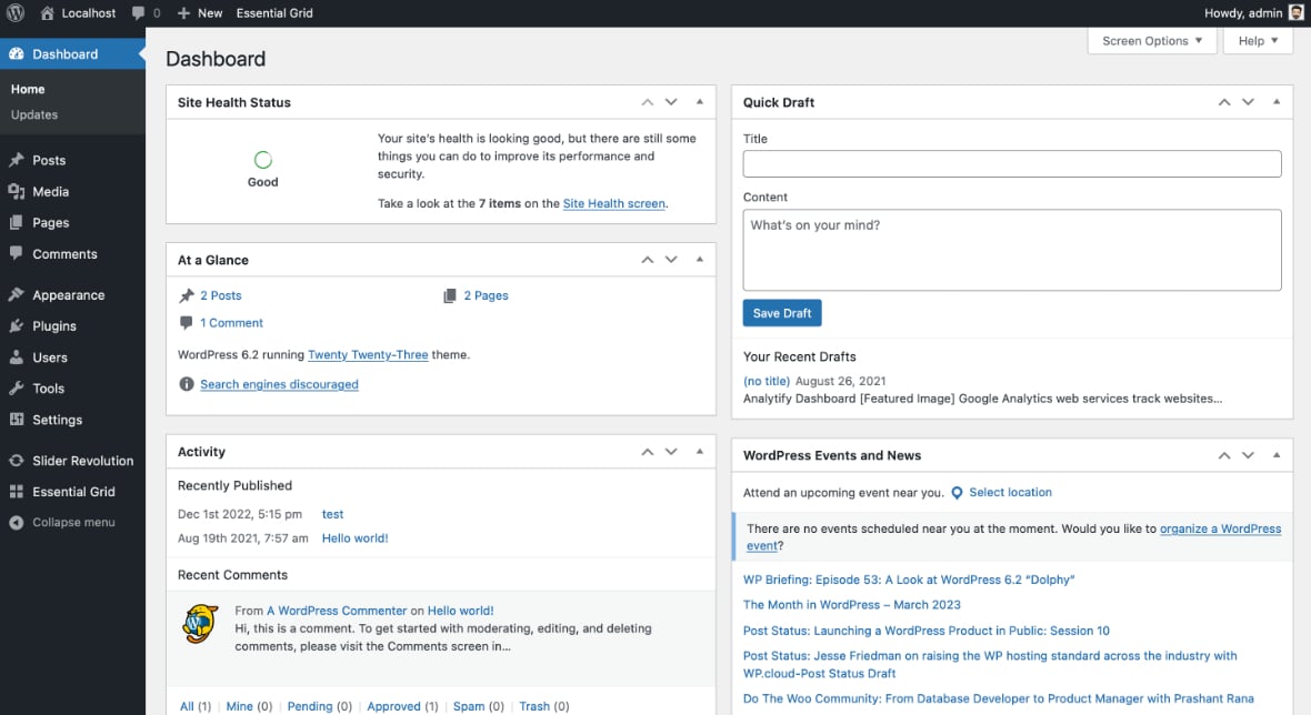 WordPress Dashboard