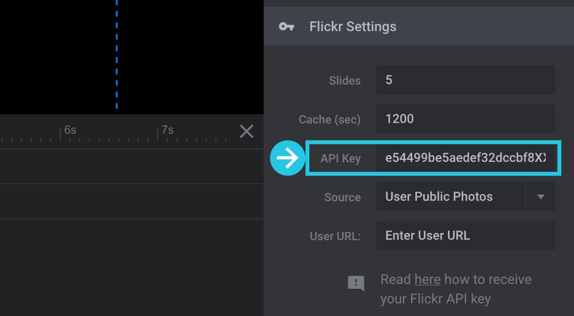 Paste the API Key you get from the Flickr website into the API Key field