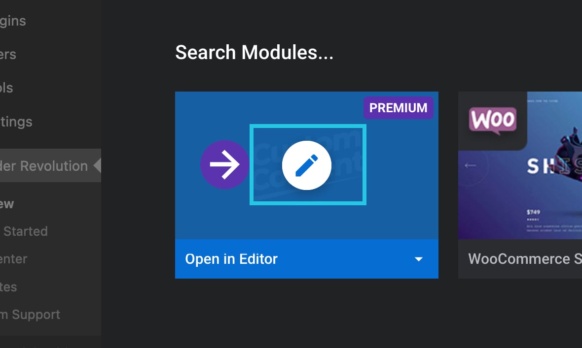 Click on the pencil icon to edit the module