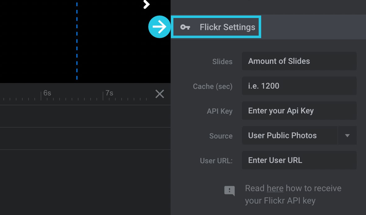 Scroll down to the Flickr Settings panel