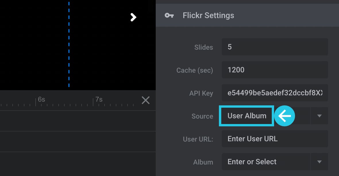 Select the User Album settings