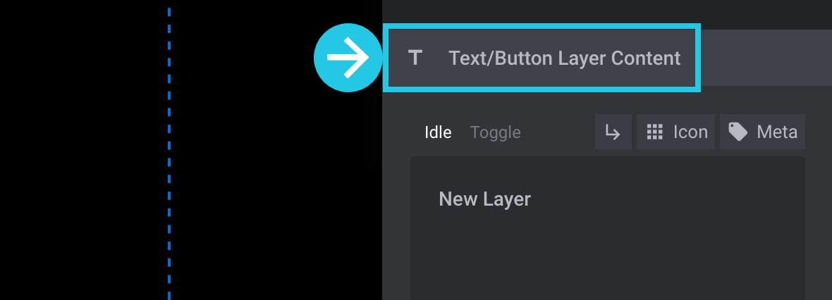 Find the Text/Button Layer Content panel on the right sidebar