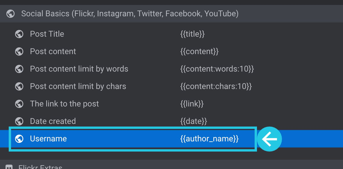 Username meta data