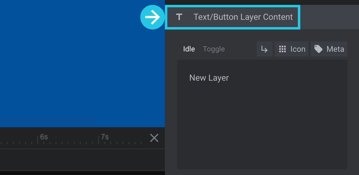 Scroll down to the Text/Button Layer Content panel