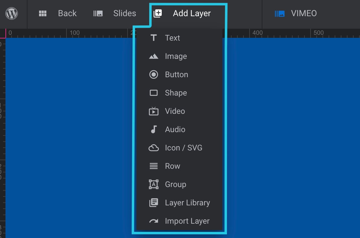 Hover over the Add Layer dropdown