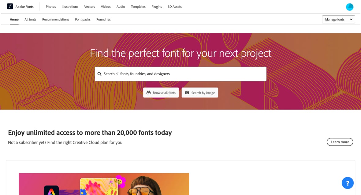 Adobe Fonts website