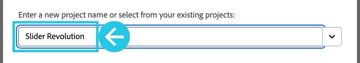 Select the newly created project