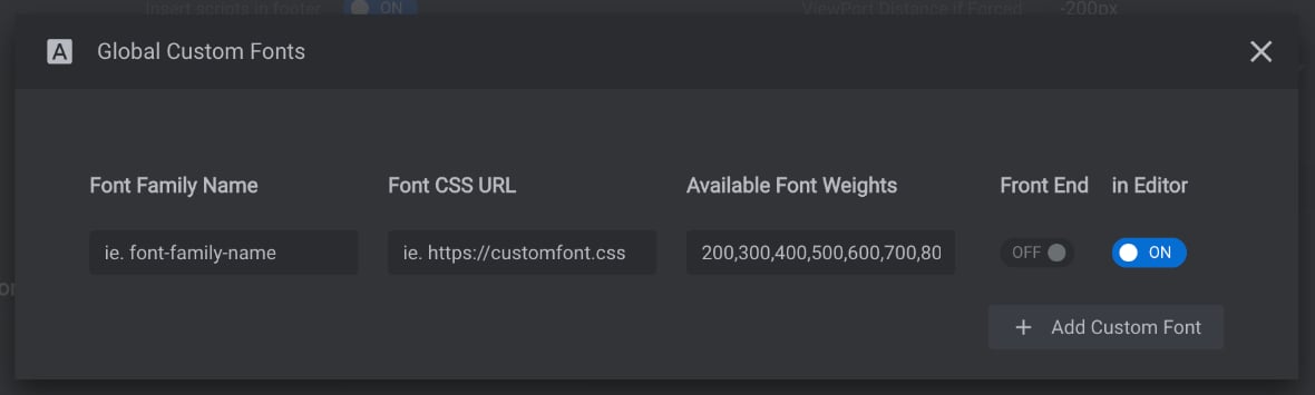 Global Custom Font popup