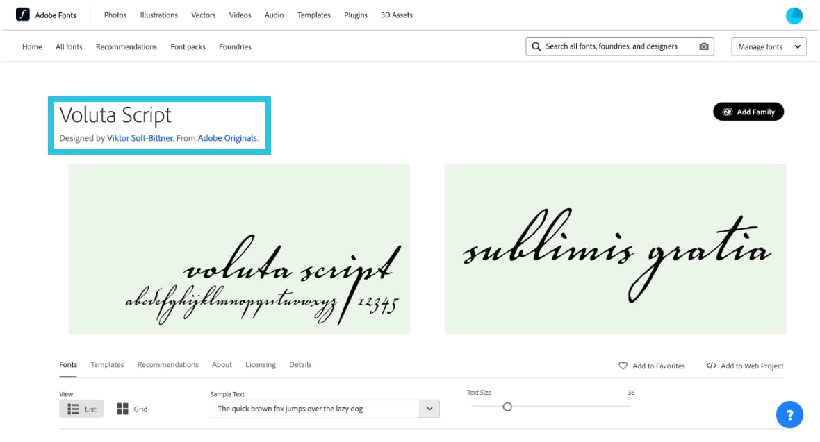 Adobe Fonts of a choice