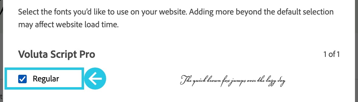 Check the Regular font type