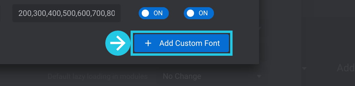 Add Custom Font button to add Adobe Fonts
