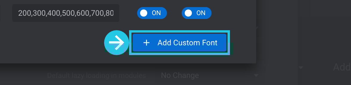 Add Custom Font button to add Adobe Fonts