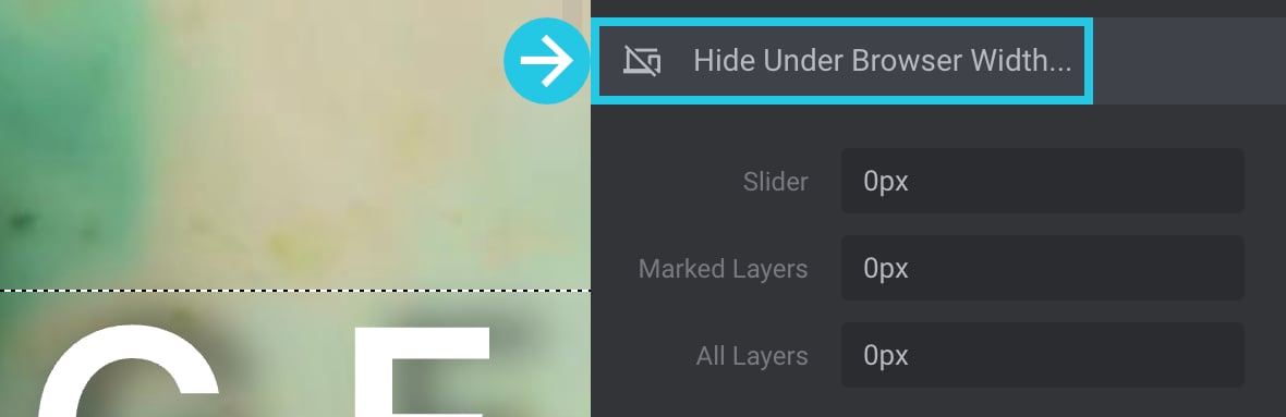 Hide Under Browser Width panel to show Slider Revolution elements