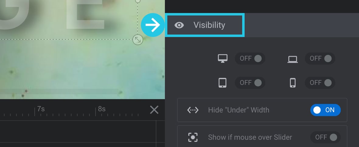 Visibility panel to show the layers not visible
