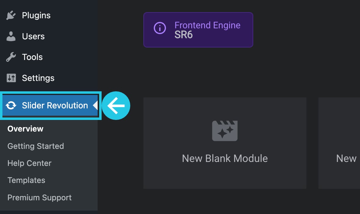 Slider Revolution dashboard