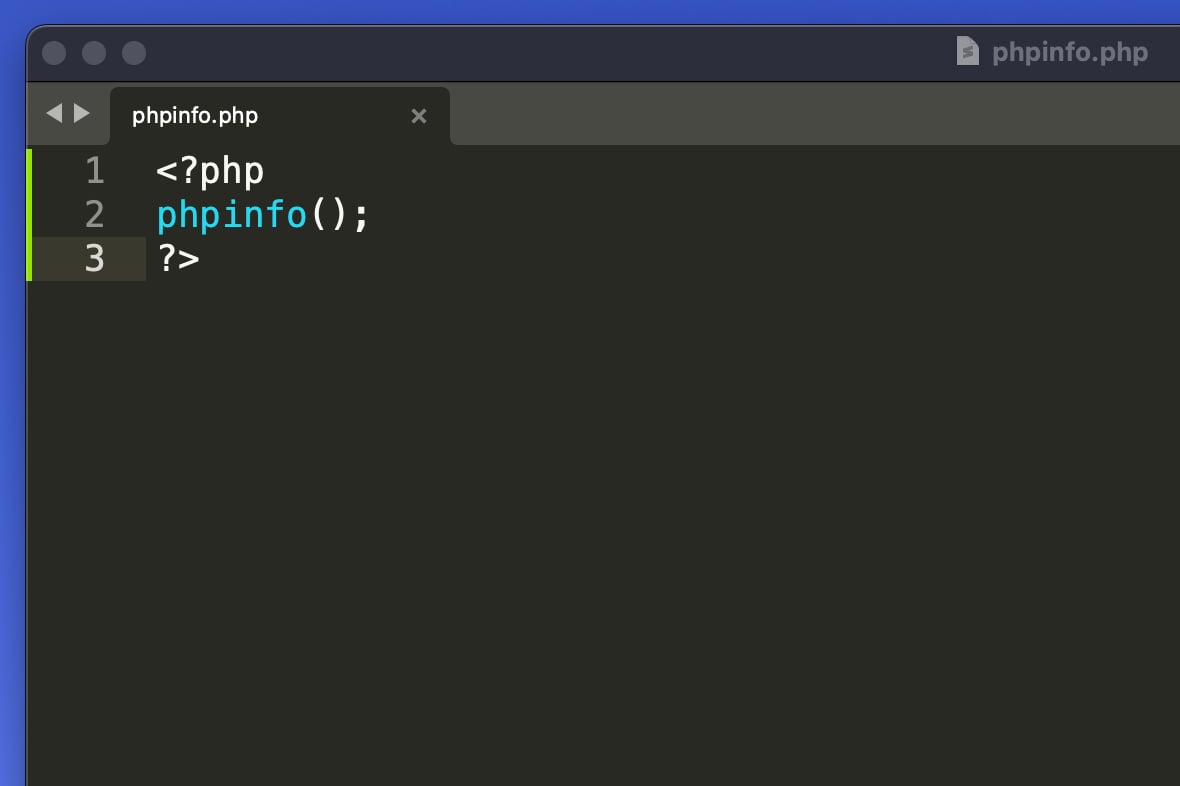 Code editor with phpinfo function