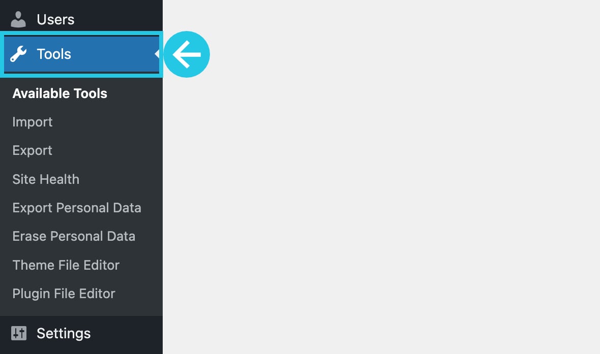 Tool tab on WP menu