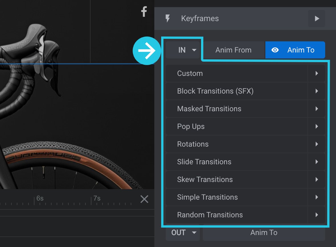 Click the IN option to open a dropdown menu