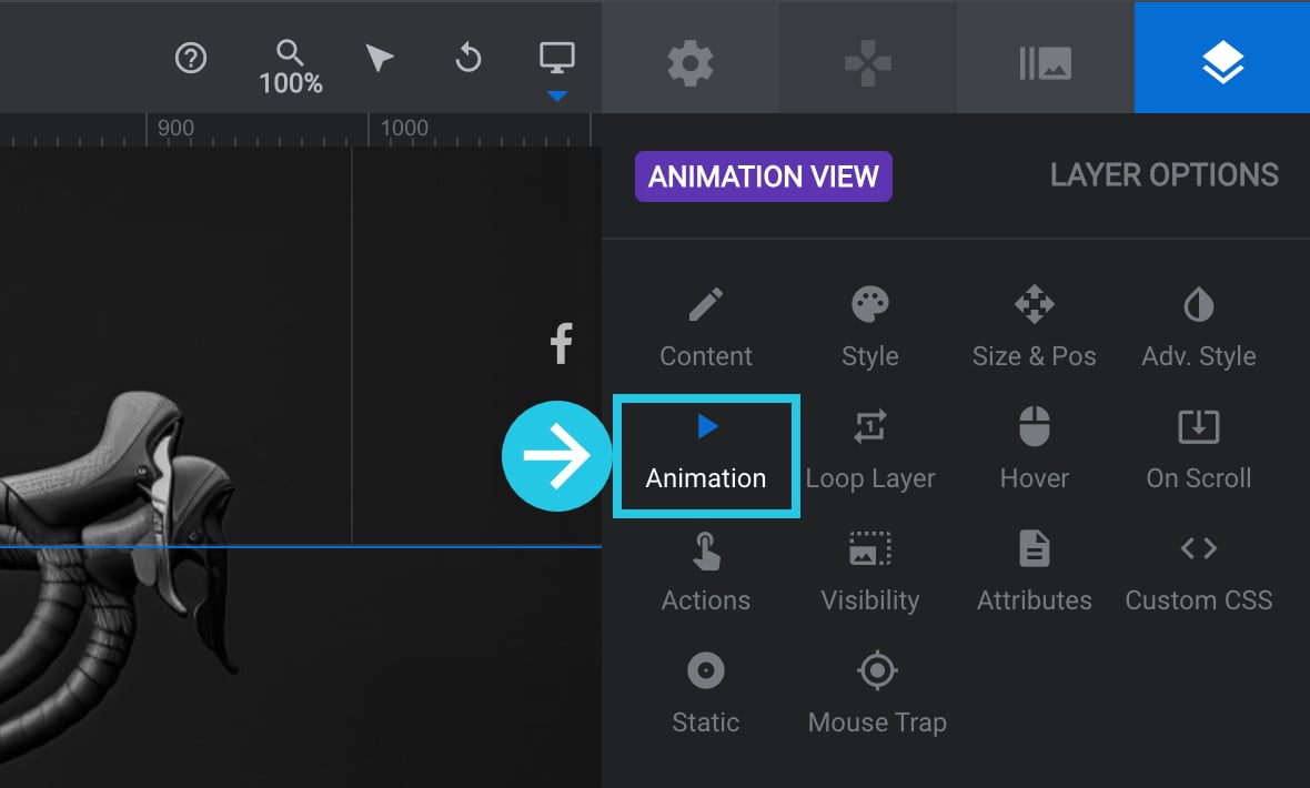 Go to Animation sub-section