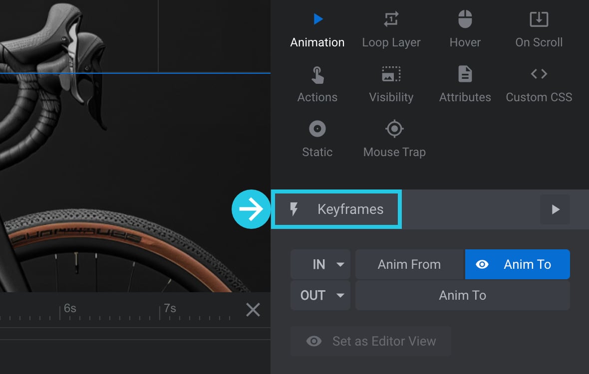 Scroll down to Keyframes panel