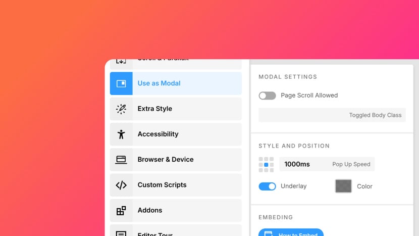 Use as Modal Panel